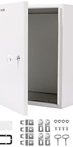 Outdoor Electrical Box, Steel Junction Box 16 x 12 x 8'', NEMA 4X Electrical Enclosure Box IP66 Waterproof & Dustproof, Universal Electrical Project Box with Lock & Mounting Plate