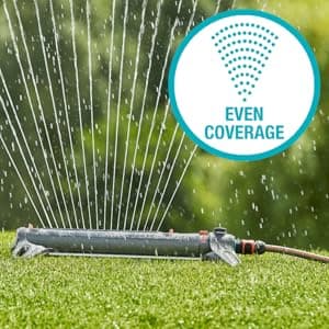 Gardena (18714) Up to 3800 sq ft - AquaZoom Adjustable Oscillating Yard Sprinkler, for Watering Large Area Lawn and Garden. Aquazoom Outdoor oscillating Sprinkler has Wide Heavy Duty Base.