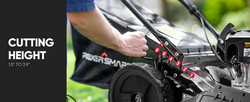 PowerSmart Self Propelled Gas Lawn Mower, 22 in. with 170cc OHV Engine, 3-in-1 Rear-Wheel-Drive High Wheels, Black