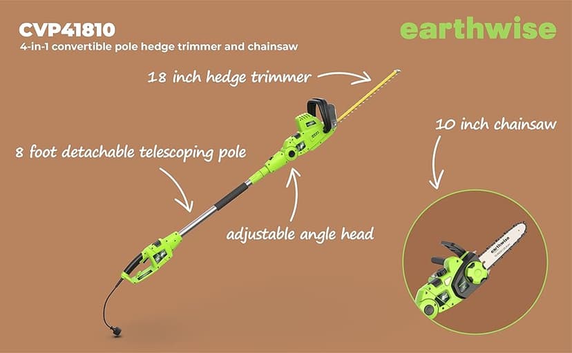 Earthwise 2-in-1 Convertible Pole Hedge Trimmer