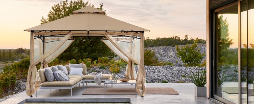 ABCCANOPY Gazebos for Patios 10x10 - Outdoor Steel Frame Gazebo with Mosquito Netting for Lawn Backyard Garden Deck (Khaki)