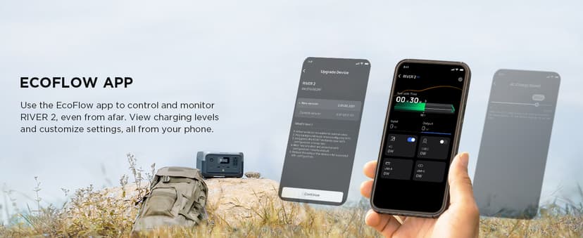 EF ECOFLOW Portable Power Station RIVER 2, 256Wh LiFePO4 Battery/ 1 Hour Fast Charging, 2 Up to 600W AC Outlets, Solar Generator (Solar Panel Optional) for Outdoor Camping/RVs/Home Use