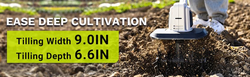 20V Cordless Tiller Cultivator,48 Steel Tines Garden Tiller,9inch Wide Electric Tiller for Gardening,Garden Rototiller with 4AH Battery and Charger Included