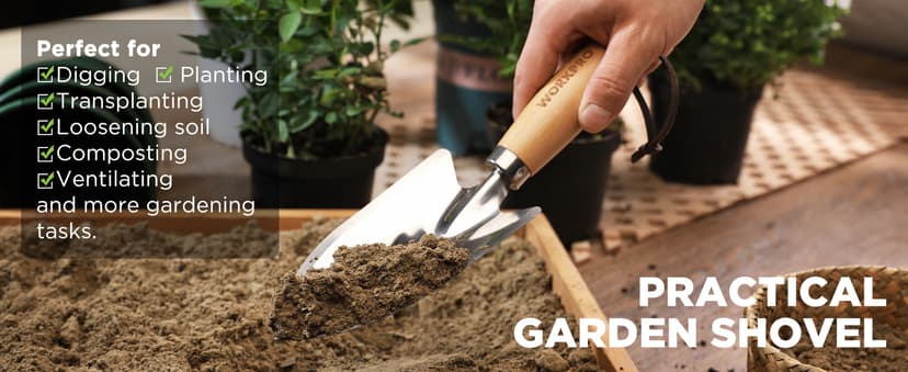 WORKPRO Garden Tool Set, 3 Pcs Gardening Hand Tools with Wood Handle, Weed Puller, Crack Weeder, Hand Trowel, for Planting, Digging, Weeding, Ideal Gardening for Women & Men