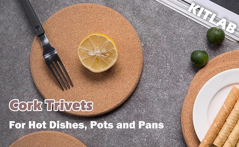 Cork Trivet, 6 Pack High Density Thick Cork Trivets for Hot Dishes and Hot Pots, 8 Inch Heat Resistant Large Coaster for Kitchen, Hot Pads for Table & Countertop