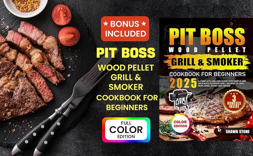 Pit Boss Wood Pellet Grill & Smoker Cookbook for Beginners: A Complete Grilling guide with Simple and Delicious Outdoor Grill Recipes to Grill, Sear, Bake, Roast and Smoke (Full Color Edition)