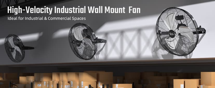 Simple Deluxe 18 Inch Industrial Wall Mount Fan, 3 Speed Commercial Ventilation Metal Fan for Warehouse, Greenhouse, Workshop, Patio, Factory and Basement - High Velocity