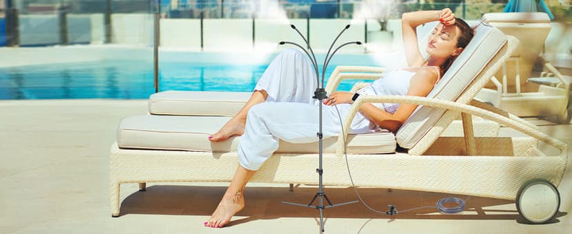 Standing Misters for Outside Patio, Adjustable Height 5.3 FT Stand Misting System for Cooling Outdoor, Portable Water Mister for Mist Playing, Patio Cooling, Backyard, Porch, Sprinkler (Gray)