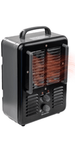 Comfort Zone Electric Portable Utility Space Heater with Adjustable Thermostat, Overheat Protection, & Tip-Over Switch, 1500W, CZ799BK