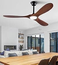 42'' Wood Ceiling Fan without Light, Modern 3 Blades Fans with Remote, Quiet Reversible DC Motor, Indoor Outdoor Energy Saving Ceiling Fan for Bedroom Living Room Patios