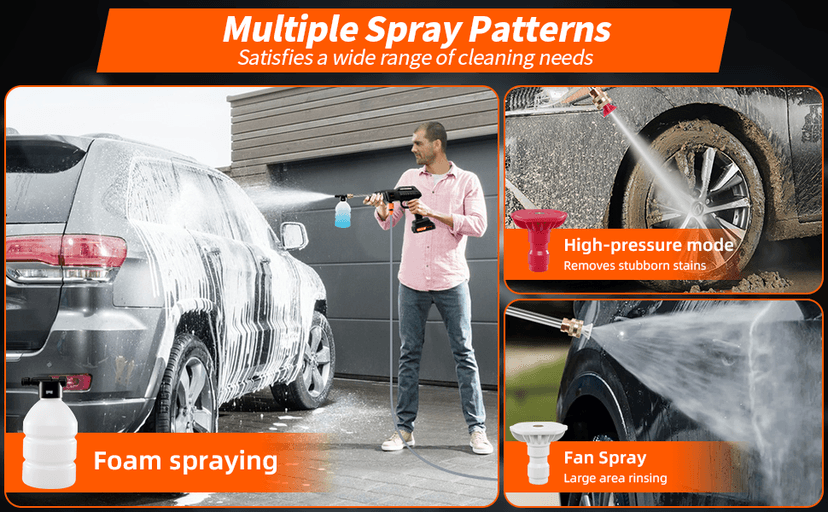 Cordless Pressure Washer,1500W Portable Battery Pressure Washer, 60Bar/870 PSI High Pressur𝗲 Washer Gun with 2 Nozzles, 2 Battery, 5m Hose Cordless Jet Washers/Pressur𝗲 Washer for Car/Floor/Patio