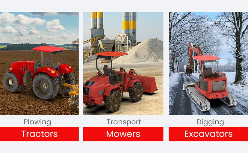 Red Tractor Canopy for ROPS 53-3/8" X 53-3/8", Tractor Shade Canopy Roof for Tractor and Mowers, Non-Fading High-Density Thermoplastic (Will Add About 4'' to The Height of The Tractor)