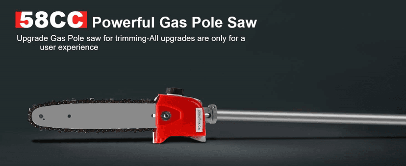 Pole Saw Gas Powered 58 CC, 2 Cycle Gas Powered Pole Saw with 11.5 Inch Pole and 16 Foot Retractable Long Pole Saw - Gas Pole Saws for Tree Trimming
