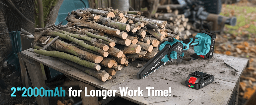 Seesii PS620 2-in-1 Electric Pole Saws: 6 Inch Mini Chainsaw Cordless with Extension Pole, 2Pcs Batteries, Brushless Chain Saw for Limb Branch Cutter, Battery Tree Trimmers Pruner,16Ft Long Reach