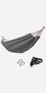 SONGMICS Double Hammock, 98.4 x 59.1 Inches, 660 lb Load Capacity, with Hanging Straps, Carabiners, Carry Bag, for Garden, Outdoor, Camping, Blue and Yellow Stripes UGDC15YU