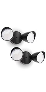 UME 2-Packs 2500 Lumen 32 Watt 28 LED Dual-Head Floodlight Outdoor, Full Metal Design, Waterproof Exterior Security Wall Light 5000K for Patio, Garden, Yard-Black