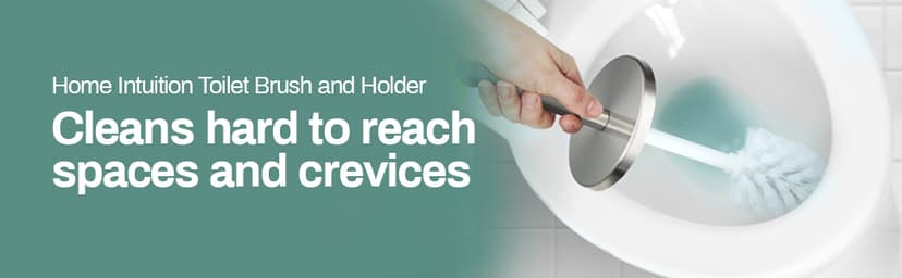 Home Intuition Modern Brushed Stainless Steel Toilet Brush & Holder Set, Bathroom Bowl Scrubber with Holder, 2 Pack