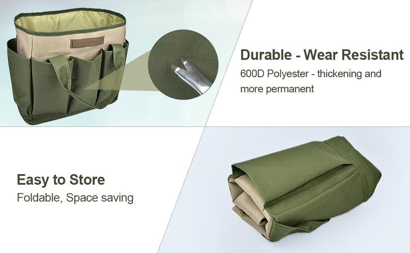 Garden Tool Bag, Garden Tote Bag With 8 Pockets, Canvas Garden Tool Storage Bags, Heavy-duty Large Organizer Bag for Garden Tool Kit, Gardening Organizer for women Men Indoor and Outdoor Gardening