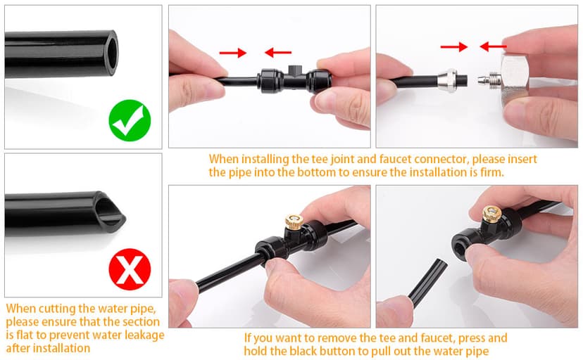 Misting Cooling System 98.4FT (30M) Misting Line + 50 Brass Mist Nozzles + 50 T-Connectors + 1 Faucet Adapters (3/4") Outdoor Mister for Patio Garden Greenhouse Trampoline for Waterpark