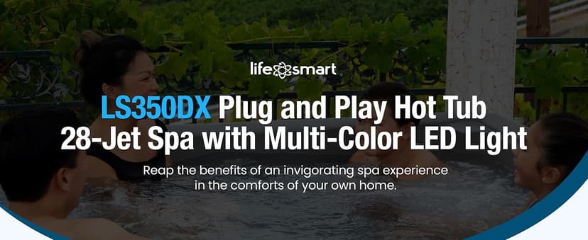 Lifesmart 5-Person Hot Tub, Portable Outdoor Spa w/LED, Waterfall, Cover & Ozonator, Sand