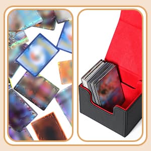 Weewooday 2 Boxes Leather Deck Card Boxes Large Size Fit 100 Plus Sleeved Cards Deck Game for Collectible Playing Compatible with Mtg Tcg(Vertical,White, Black)