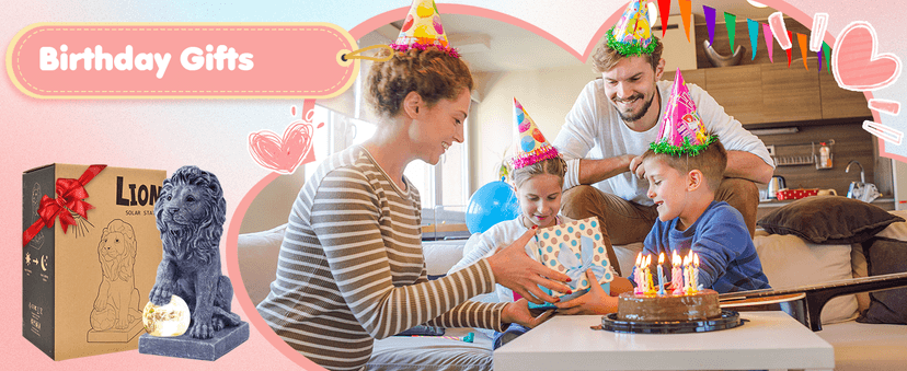 Nacome Solar Guardian Lion Garden Statue: Outdoor Decor Sculpture with Ball Lights for Yard Art Porch Patio - Unique Birthday Gifts for Women Mom