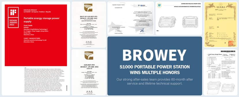 BROWEY Portable Power Station 1000W with Built-in Solar Panel, 614WH/192000mAh LiFePO4 Battery Pack, Solar Generator with AC/DC/USB/PD Outputs for Outdoor Camping, RV Travel, Emergency Preparedness