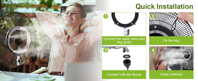 Fan Misting Kit. Fan Misters for Cooling Outdoor, Integrated Mister Ring for Outside with Water Valve, Misters for Outdoor Fan. Fit for Any Outdoor Fan. Durable, Seamless Fan Mister not Easy to Leak.…