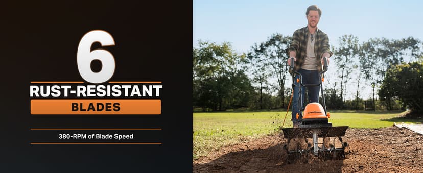 LawnMaster TE1318W1 Corded Electric Tiller 13.5-Amp 18-Inch Orange