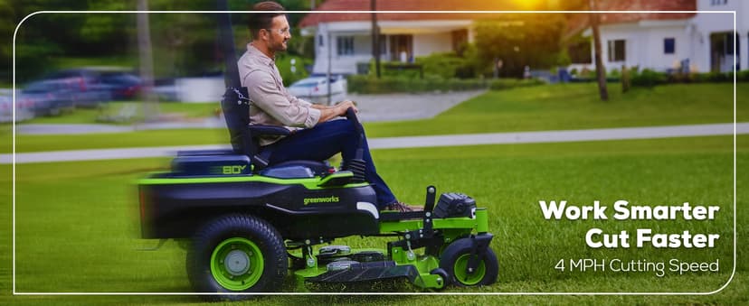 Greenworks 80V 60" Zero Turn, (2) 12.0Ah + (4) 8.0Ah Batteries + Wall Charger