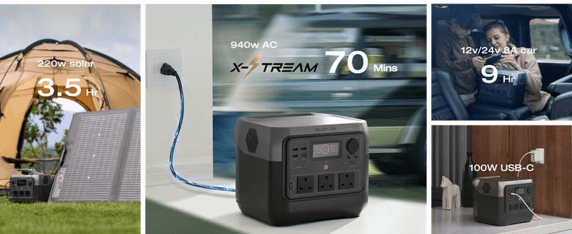 EF ECOFLOW Portable Power Station RIVER 2 Pro, 768Wh LiFePO4 Battery, 70 Min Fast Charging, 4X800W (X-Boost 1600W) AC Outlets, Solar Generator for Outdoor Camping/RVs/Home Use Black