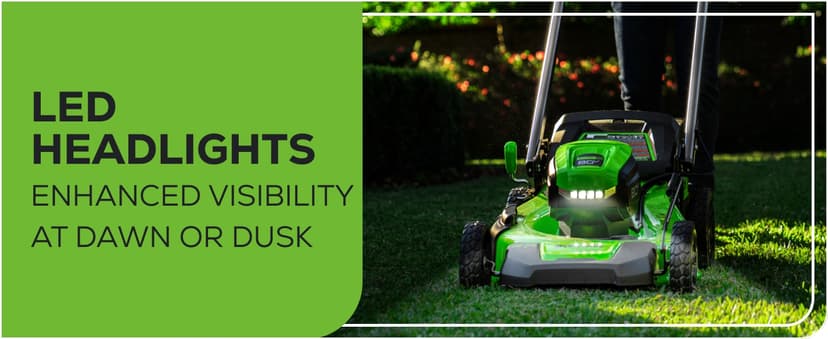 Greenworks 80V 21" Brushless Cordless (Self-Propelled) Lawn Mower (LED Headlight + Aluminum Handles), 4.0Ah Battery and Rapid Charger Included (75+ Compatible Tools)