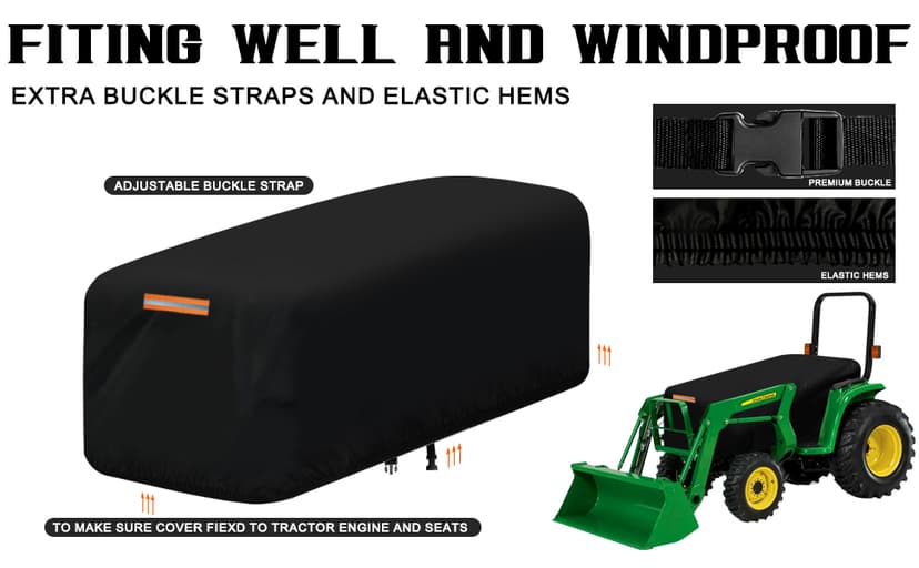 Compact Tractor Covers Waterproof Outdoor Heavy Duty,600 Polyester,Anti-UV Compact Utility Tractor Mower Cover Accessories,Compatible with John Deere, Kubota, Bobcat, Mahindra,Kioti,Tym,76"x24"x22"
