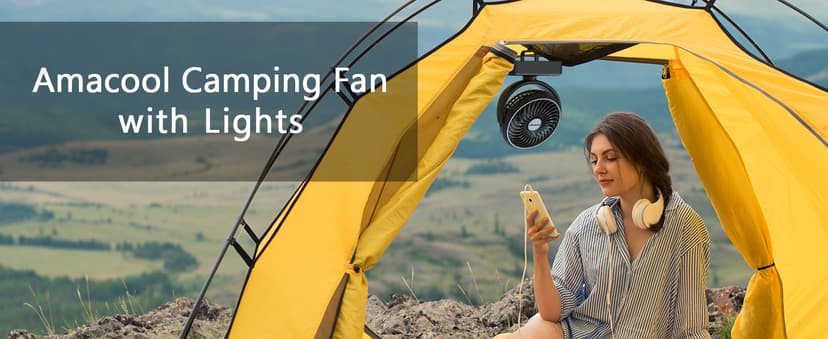 Portable Camping Fan with LED Lantern- 40H Work Time Rechargeable Battery Operated Fan with Hanging Hook for Tent Car RV Hurricane Emergency Outages Survival Kit