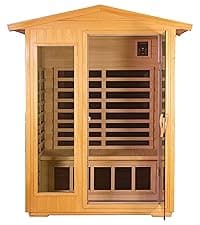 Outdoor Sauna 2 Person Infrared Sauna Far Infrared Saunas for Home 0-5 mg Low EMF Home Sauna Spa Mahogany Wood Sauna Room with Bluetooth Speakers, LED Reading Lamps, Chromotherapy Lights
