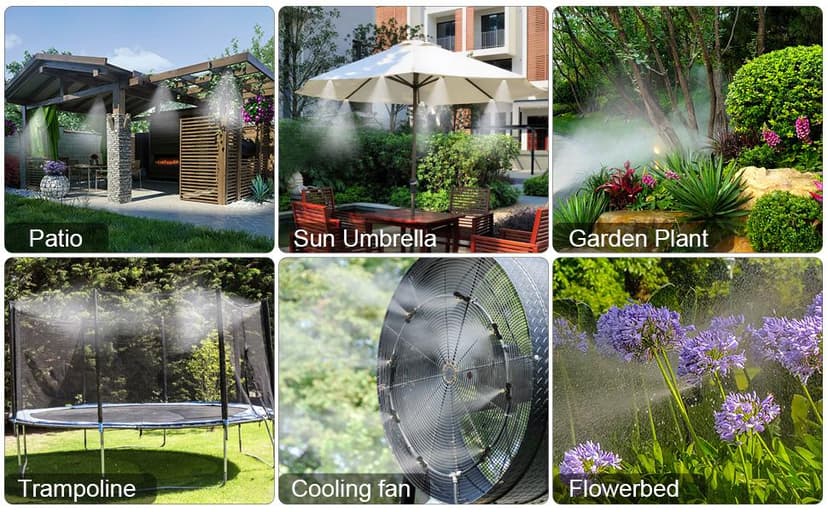 Misting Cooling System, DIY 33FT(10M) Misting Line +10 Brass Mist Nozzles+ a Brass Connector(3/4'') Outdoor Mister System for Patio Waterpark Garden Trampoline Greenhouse