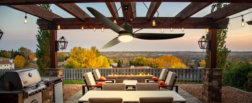 Depuley Outdoor Ceiling Fan with Light: 52 Inch Gazebo Fan Outdoor Hanging - Plug in Ceiling Fan for Patio Waterproof - Dimmable Ceiling Fan Remote App Control Black