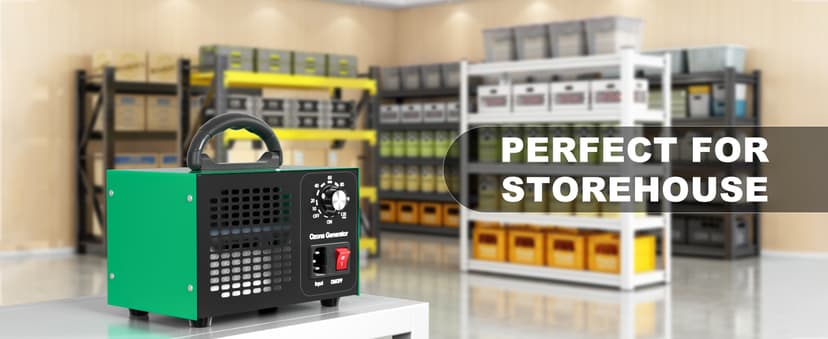 Ozone Generator 45,000mg/h, Industrial/Home O3 Air Purifier Deodorizer for Areas of 2500 Square Feet - High Capacity Ozone Machine Air Ionizer Odor Clean for Rooms, Smoke, Cars, Pets (Green)