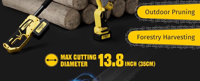Cordless Pole Saw, 8-INCH 2-IN-1 Chainsaw with 21V 4.0Ah Battery Powered, Electric Tree Trimmer with 9FT Telescopic Pole, 180°Angle for Tree Branches Pruning & Wood Cutting, Battery Included