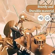 Handmade Metal Drummer Windmill, Drummer Windmill Garden Decoration, Percussionist Music Figurines,Fun Wind-Powered Sculpture Home Decor