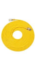DEWENWILS 25 FT 14/3 Gauge Extension Cord Outdoor Tri-Tap Extension Cord Splitter, Heavy Duty Power Cable SJTW 15 Amp for Multiple Appliances, LED Lighted Plug, ETL Liste