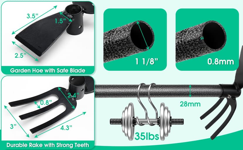 Hoe Garden Tool,45 Inch Long Garden Hoe and Cultivator, Garden Hand Tiller with Long Handle,Heavy Duty Garden Tools Hoe Cultivator for Gardening,Weeding, Tilling,Lossening Soil,Planting