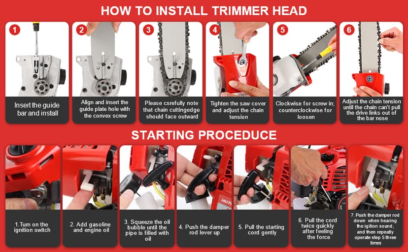 Pole Saw Gas Powered, 58CC Extendable Reach to 16FT, 2 Cycle Powerful Gas Pole Saw 11.5inch Guide Bar Gas Pole Saws for Tree Trimming,Upgrade