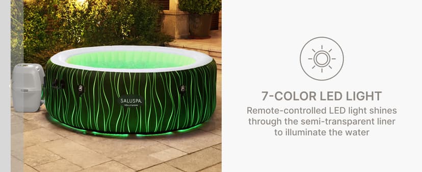 Bestway SaluSpa Hollywood EnergySense Luxe AirJet Round Inflatable 4 to 6 Adult Hot Tub with Heater, Filter, 2 Covers, and 140 AirJet System