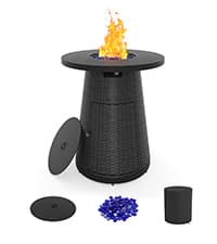 43" Propane Fire Pit Table Outdoor Rectangular Stone Firepit Table 50000 Btu Propane Fire Tables for Outside Patio with Glass Wind Guard, Lid, Fire Glass Beads, Pizzello Caldo (Gray Stone)