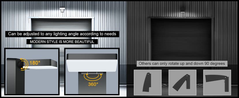 40W LED Wall Lights Outdoor Rotatable 360 Degree LED Wall Pack 4000LM 5000K Security Flood Light Switch Control Waterproof IP65 for Garage Yard Barn Porch