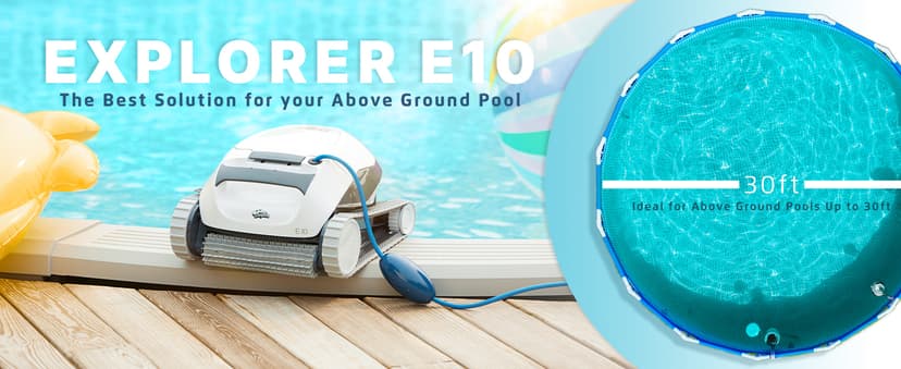 Dolphin (2024 Model) E10 Automatic Robotic Pool Vacuum Cleaner, Active Scrubber Brush, Top Load Filters Access, Ideal for Above-Ground Pools up to 30 FT in Length