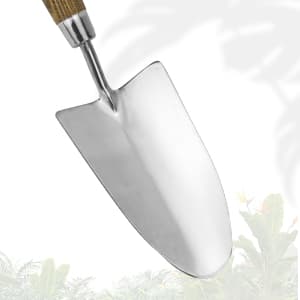 Garden Trowel, Bend-Proof Stainless Steel Hand Trowel, Comfortable Grip Wood Handle Trowel Garden Tool, Large Shovel Head Gardening Trowel for Transplanting Seedlings, Weeding, and Planting