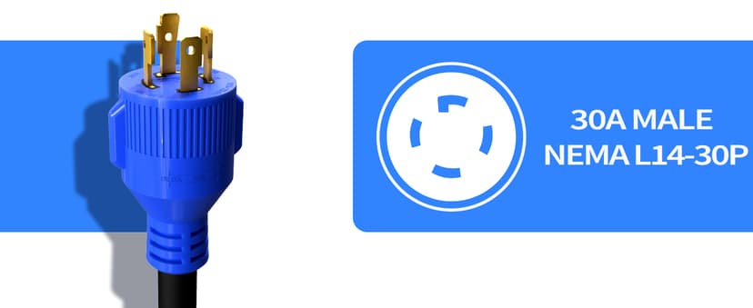 4 Prong 30 Amp 10 Foot Generator Extension Cord, NEMA L14-30P/L14-30R, 125/250V Up to 7500W 10 Gauge SJTW Generator Cord, ETL Listed