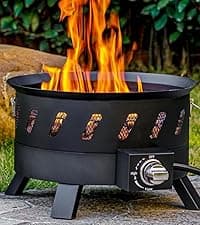 28 inch Propane Fire Pit Table, Outdoor Gas Fire Pits with Lid & Lava Rock, 50000 BTU Firepit for Dinning, Party in Outside, Patio, Garden or Yard (Black)